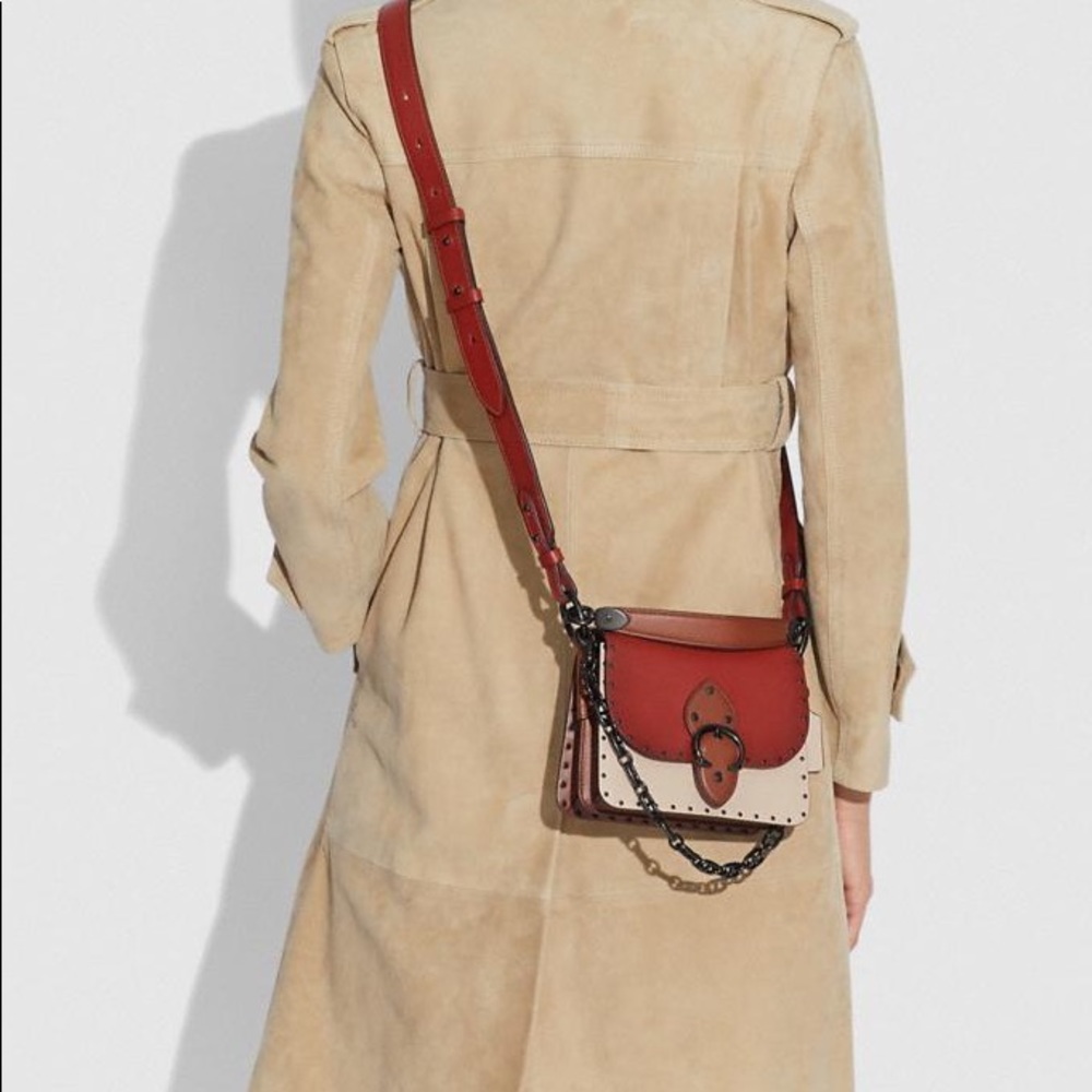 Coach Shoulder Beat 18 in Colorblock with Rivets - Picture 6 of 13